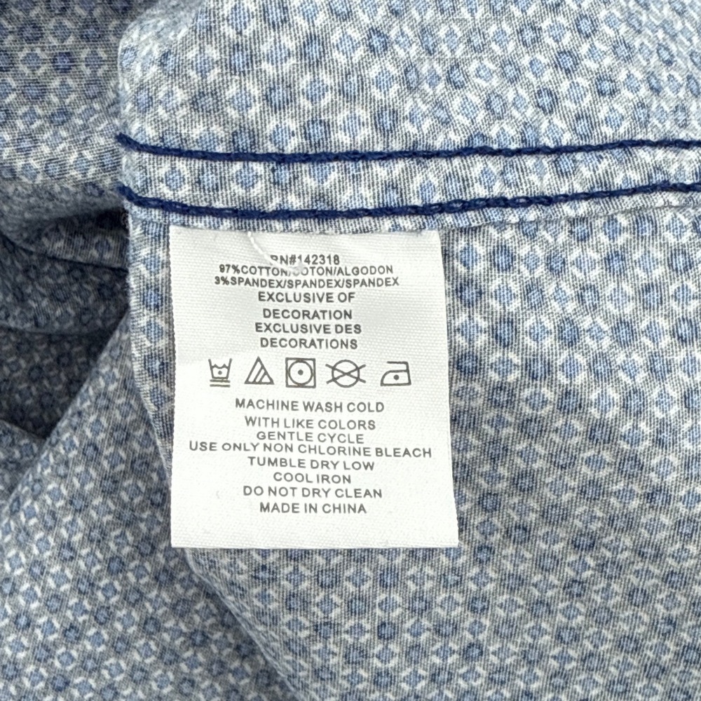 Nick Graham Everywhere Men's Blue Geometric Print‎ Stretch Modern Fit Shirt XL - Picture 7 of 8